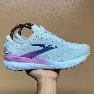 Brooks Ghost 16 Women’s Running Sneakers Size 8.5 Medium “Gray Pink Blue Gum”